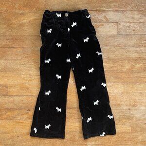 Vintage Girls Dog Print Pants Hartstrings Black White Scotty Dogs Velvet Size 5
